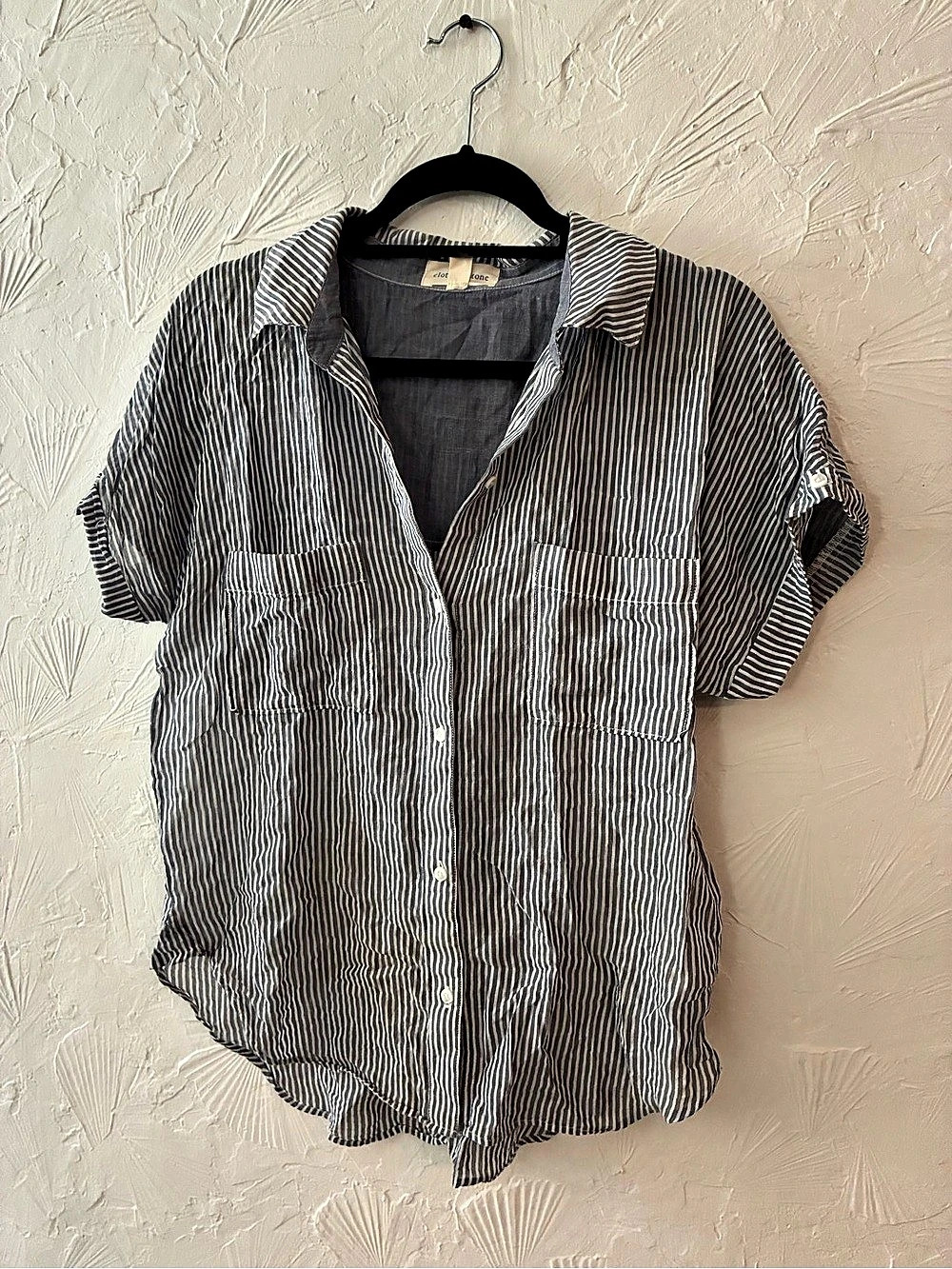 Cloth & Stone Striped Button Down Shirt Black & White